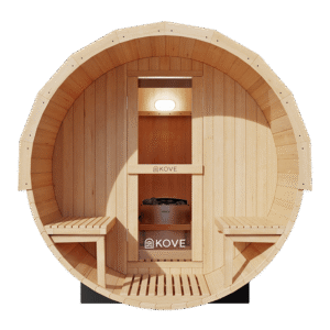 KOVE Outdoor Barrel Sauna – 3–4 Person Garden Sauna with 6kW Harvia Electric Heater