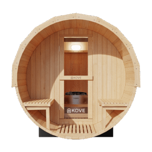 KOVE Outdoor Barrel Sauna – 1–2 Person Garden Sauna with 4.5kW Harvia Electric Heater