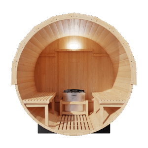 KOVE Outdoor Barrel Sauna – 1–2 Person Garden Sauna with 4.5kW Harvia Electric Heater