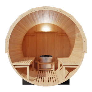 KOVE Outdoor Barrel Sauna – 3–4 Person Garden Sauna with 6kW Harvia Electric Heater
