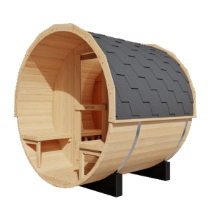 KOVE Outdoor Barrel Sauna – 1–2 Person Garden Sauna with 4.5kW Harvia Electric Heater