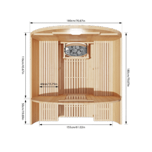 KOVE Outdoor Barrel Sauna – 3–4 Person Garden Sauna with 6kW Harvia Electric Heater