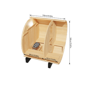 KOVE Outdoor Barrel Sauna – 1–2 Person Garden Sauna with 4.5kW Harvia Electric Heater