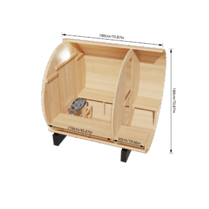 KOVE Outdoor Barrel Sauna – 3–4 Person Garden Sauna with 6kW Harvia Electric Heater
