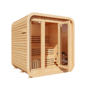 KOVE Cube Sauna 3–4 Person Outdoor Sauna – Premium Spruce Wood, 6kW Harvia Heater, Modern Cube Design