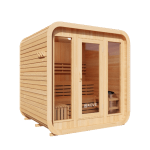 KOVE Cube Sauna 3–4 Person Outdoor Sauna – Premium Spruce Wood, 6kW Harvia Heater, Modern Cube Design
