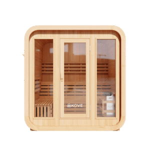 KOVE Cube Sauna 3–4 Person Outdoor Sauna – Premium Spruce Wood, 6kW Harvia Heater, Modern Cube Design