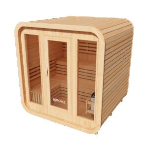 KOVE Cube Sauna 3–4 Person Outdoor Sauna – Premium Spruce Wood, 6kW Harvia Heater, Modern Cube Design
