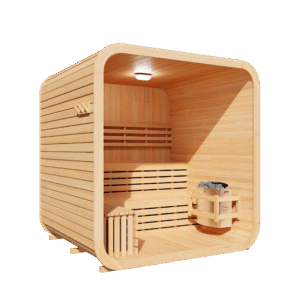 KOVE Cube Sauna 3–4 Person Outdoor Sauna – Premium Spruce Wood, 6kW Harvia Heater, Modern Cube Design