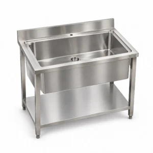 Borrelli PWS-SB-1200 single-bowl pot wash sink — three-quarter view