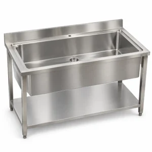 Borrelli PWS-SB-1400 single-bowl pot wash sink — three-quarter view