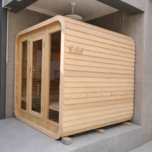 KOVE Cube Sauna 3–4 Person Outdoor Sauna – Premium Spruce Wood, 6kW Harvia Heater, Modern Cube Design