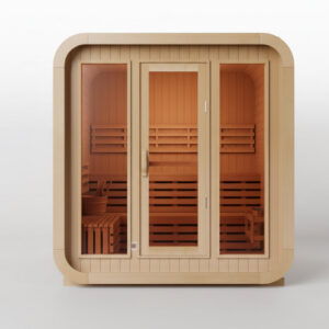 KOVE Cube Sauna 3–4 Person Outdoor Sauna – Premium Spruce Wood, 6kW Harvia Heater, Modern Cube Design