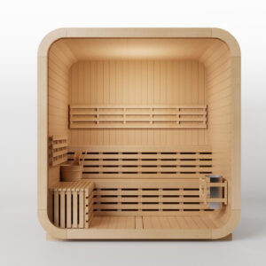 KOVE Cube Sauna 3–4 Person Outdoor Sauna – Premium Spruce Wood, 6kW Harvia Heater, Modern Cube Design