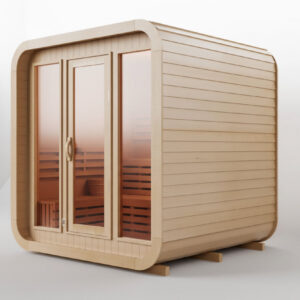 KOVE Cube Sauna 3–4 Person Outdoor Sauna – Premium Spruce Wood, 6kW Harvia Heater, Modern Cube Design