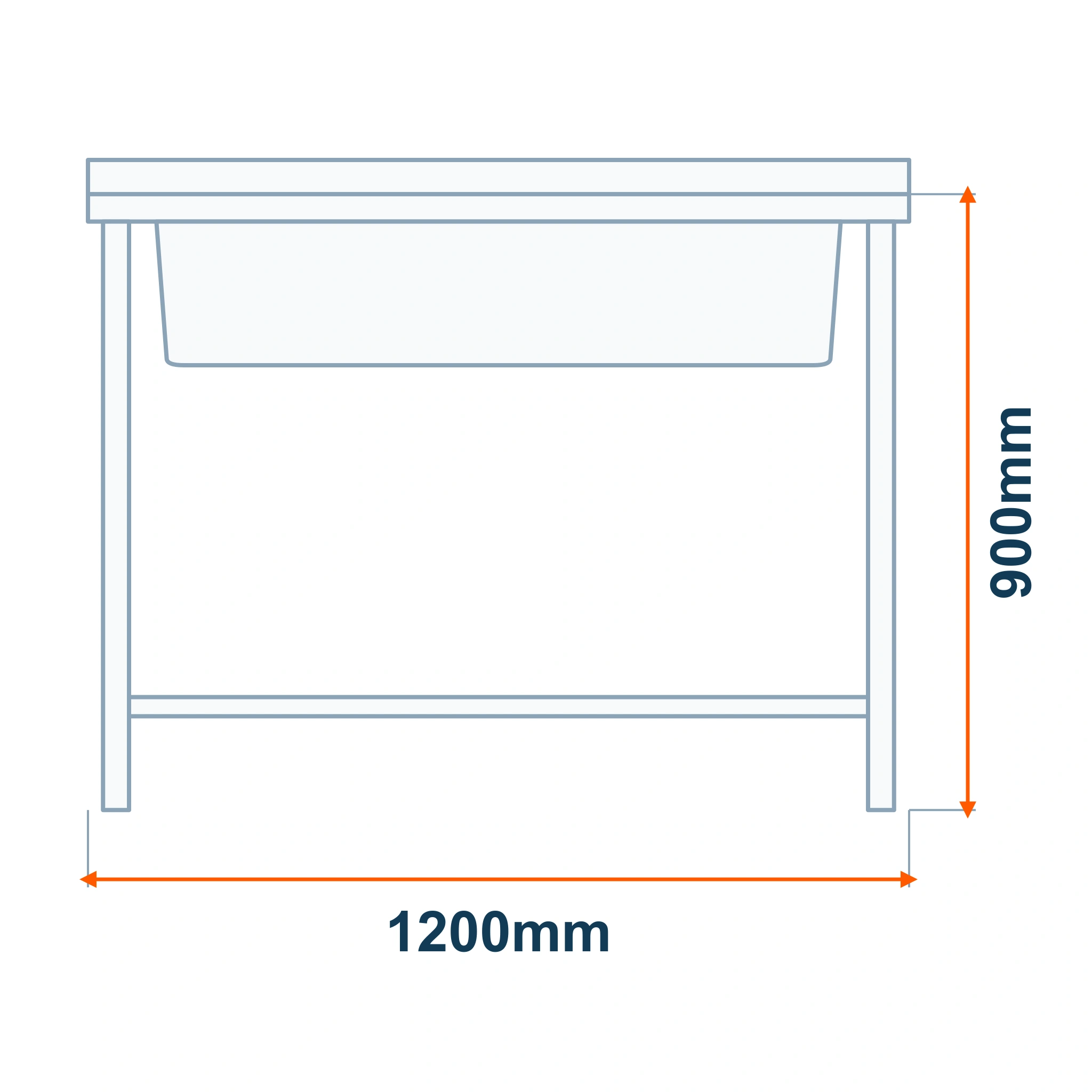 Borrelli Stainless Steel Pot Wash Sink 1200mm - Single Bowl 1 dimension drawing