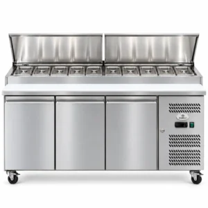 Borrelli SH3000/800 three-door pizza prep fridge — front view